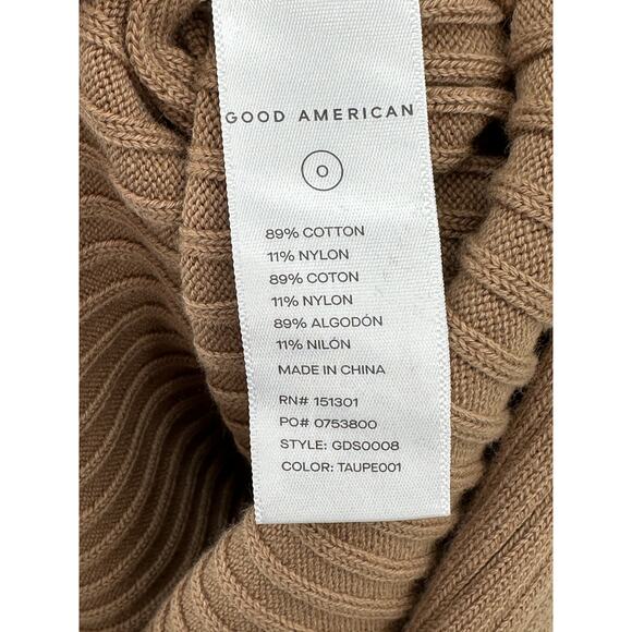 Good American Rib Knit Tie Waist Midi Dress in Taupe Large - Picture 9 of 11